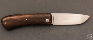   Couteau  " Le Dodu  " à cran plat par Frédéric Maschio - Ébène marbré et acier 80CrV2