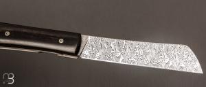 Couteau " Le Vendredi" par Perceval - ébène du Gabon et lame en damas