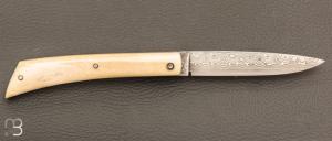   Couteau "Mandrin" de collection par Philippe Voissière - Ivoire de mammouth et lame Damasteel®