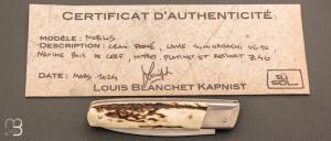 Couteau " Nobilis " custom par Louis Blanchet Kapnist - Bois de cerf et lame VG10 Suminagashi