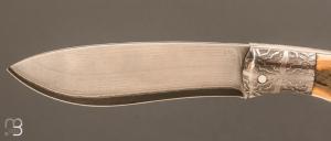  Couteau "  Slipjoint " de collection par Benjamin Cariou - Ivoire de mammouth et lame Suminagashi