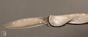   Couteau " Slipjoint " de Robert Weinstock - Damas de Ed Schempp et or