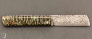  Couteau " Snard " Cristal Steel par Tom Fleury - Bouleau madré stabilisé