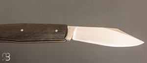   Couteau " Trappeur " custom à cran plat de Julien Baillon - Fibre de carbone et RWL34