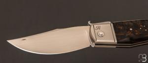   Couteau " Truand Inverse lock " par Tony Ruot - Bouleau stabilisé et lame en RWL34