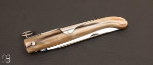 Couteau  " Yatagan " 18 cm Corne blonde fait main par Jacques Mongin