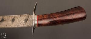   Couteau droit de Nicolas Mestrallet - Atelier du couteau Vaunaveys - Lame en acier damas forgé et palissandre du Honduras