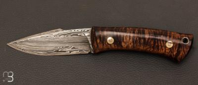 Couteau droit custom Koa et damas par Claude Bouchonville