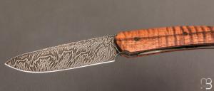  Couteau   " Emberiza  " Liner-Lock Koa et damas par Olivier Lamy - Skua Coutellerie