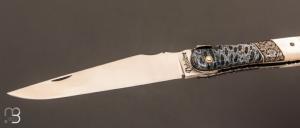    Couteau  " Laguiole pièce unique " de poche par Philippe Voissière - Corail et nacre