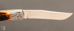 Couteau de poche " Single Blade Trapper " par Bill Ruple - Gravure Joe Mason