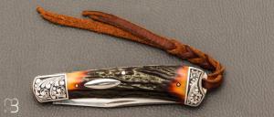 Couteau de poche " Single Blade Trapper " par Bill Ruple - Gravure Joe Mason